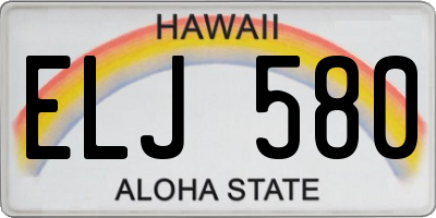 HI license plate ELJ580