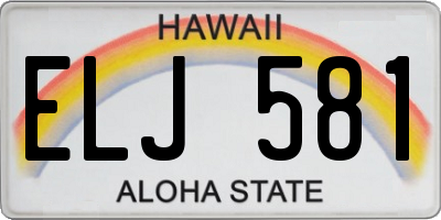 HI license plate ELJ581