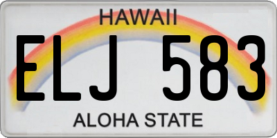 HI license plate ELJ583