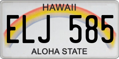 HI license plate ELJ585