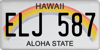 HI license plate ELJ587