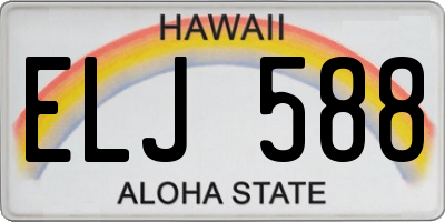 HI license plate ELJ588