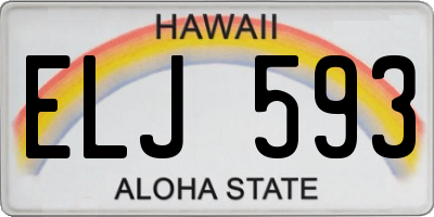 HI license plate ELJ593