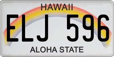 HI license plate ELJ596