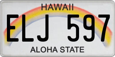 HI license plate ELJ597