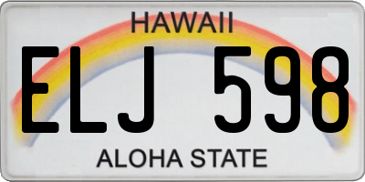 HI license plate ELJ598