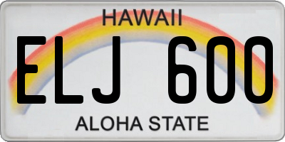 HI license plate ELJ600