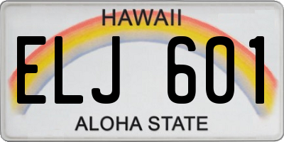 HI license plate ELJ601