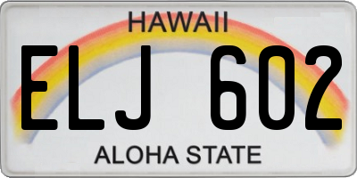 HI license plate ELJ602