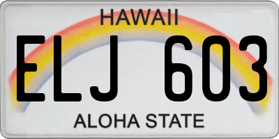 HI license plate ELJ603