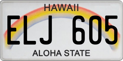 HI license plate ELJ605