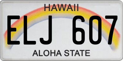HI license plate ELJ607