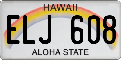 HI license plate ELJ608