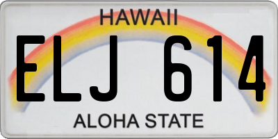 HI license plate ELJ614