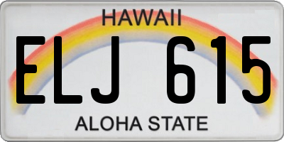 HI license plate ELJ615