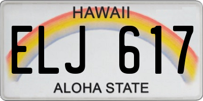 HI license plate ELJ617