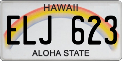 HI license plate ELJ623