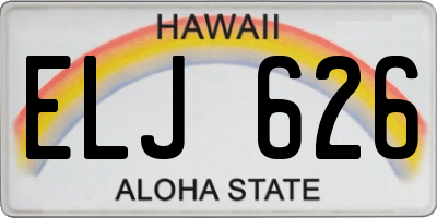 HI license plate ELJ626