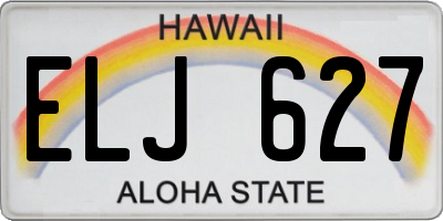HI license plate ELJ627