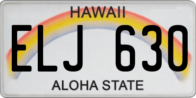 HI license plate ELJ630