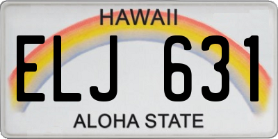 HI license plate ELJ631