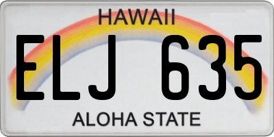 HI license plate ELJ635