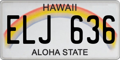 HI license plate ELJ636
