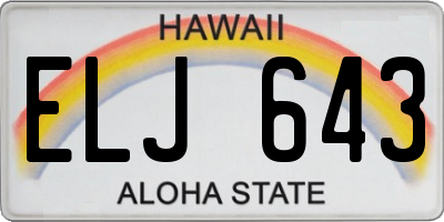 HI license plate ELJ643