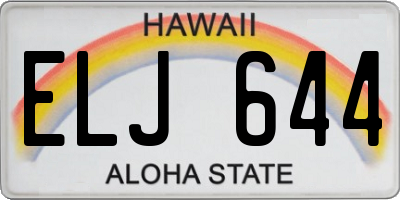 HI license plate ELJ644