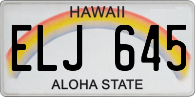 HI license plate ELJ645