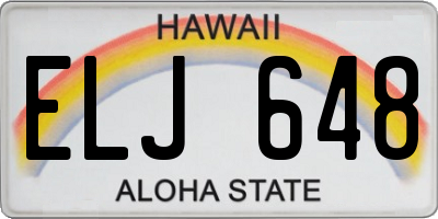 HI license plate ELJ648