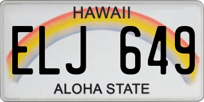 HI license plate ELJ649