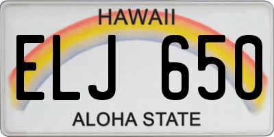 HI license plate ELJ650