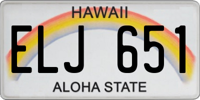 HI license plate ELJ651