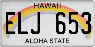 HI license plate ELJ653