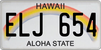 HI license plate ELJ654