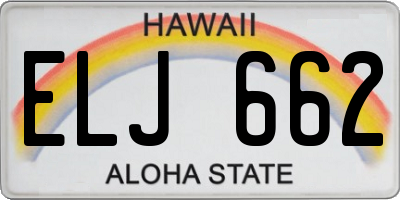 HI license plate ELJ662