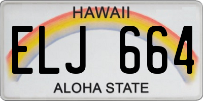 HI license plate ELJ664