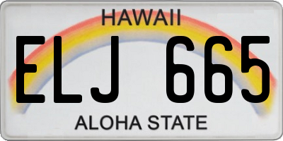 HI license plate ELJ665