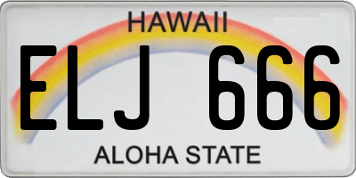 HI license plate ELJ666