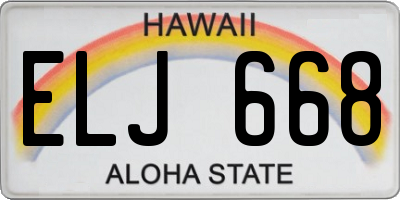 HI license plate ELJ668