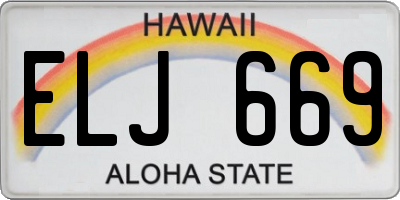 HI license plate ELJ669