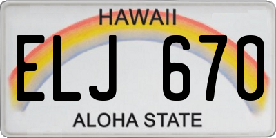 HI license plate ELJ670