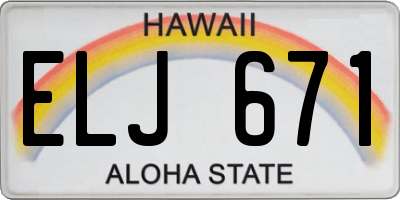 HI license plate ELJ671