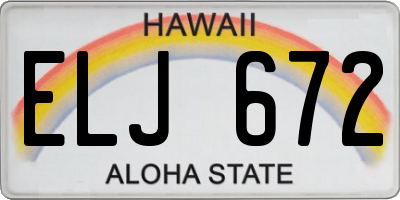 HI license plate ELJ672