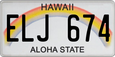 HI license plate ELJ674