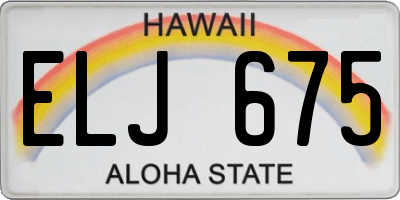 HI license plate ELJ675