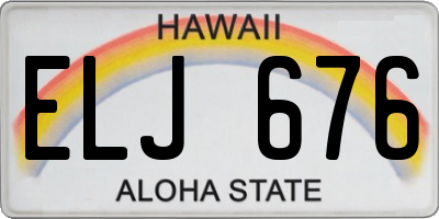 HI license plate ELJ676