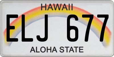 HI license plate ELJ677