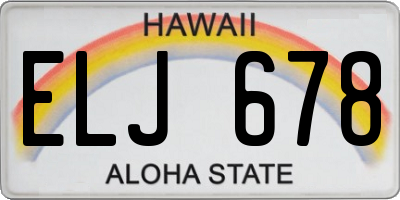 HI license plate ELJ678